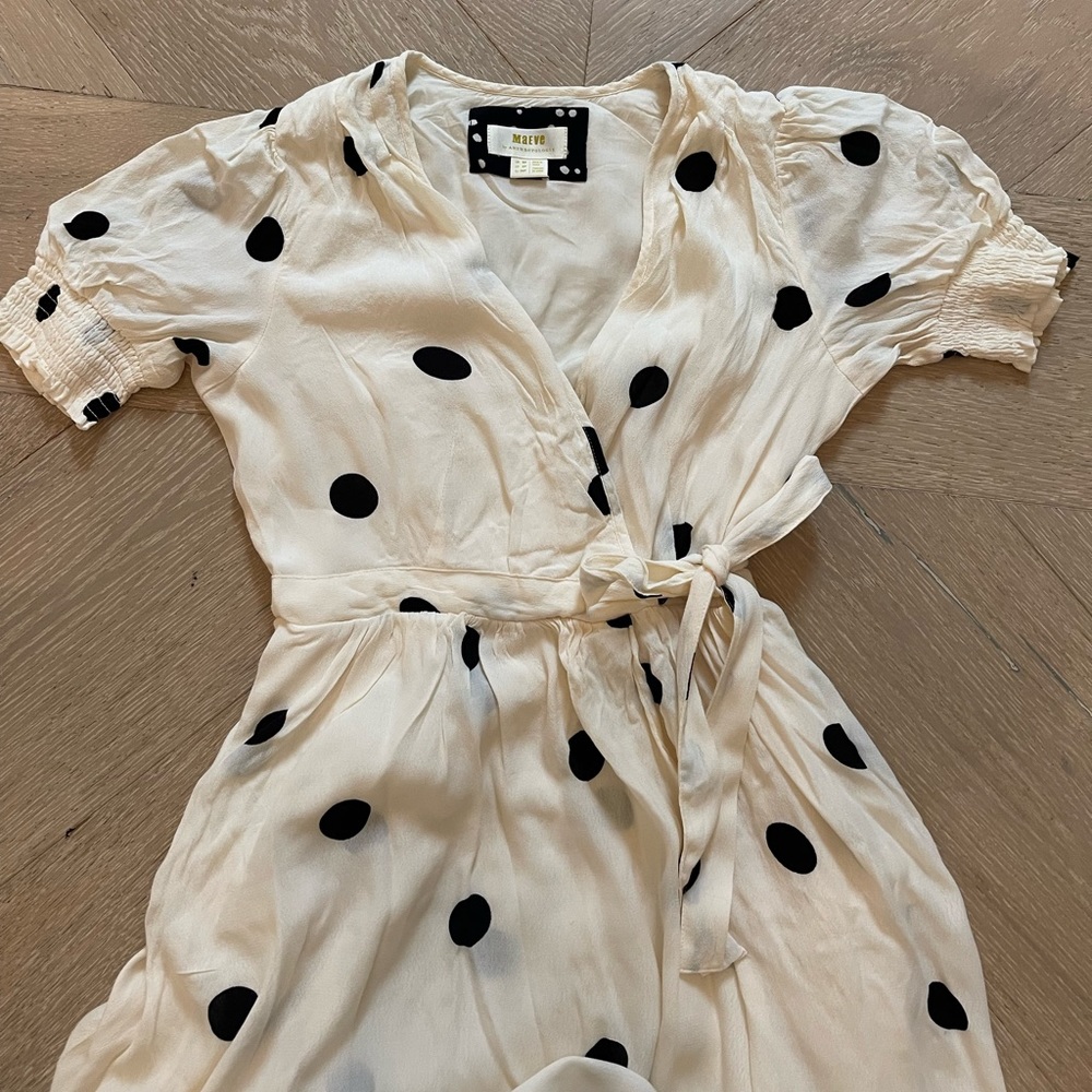 Anthropologie Maeve Breanna Maxi Side-Tie Wrap Polka Dot dress - Picture 7 of 9